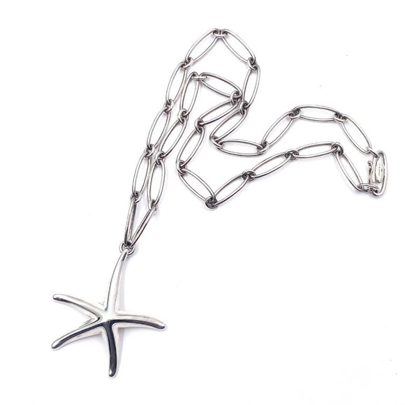 Tiffany &Co 925 Starfish Large Pendant Chain Necklace - Picture 1 of 3